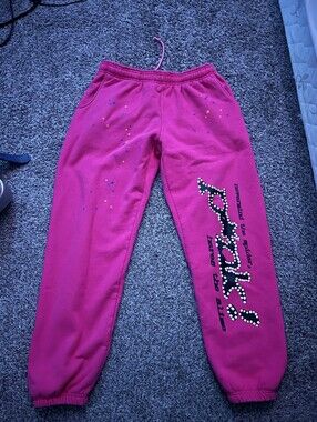 Pink Graphic Sp5der Sweatpants
